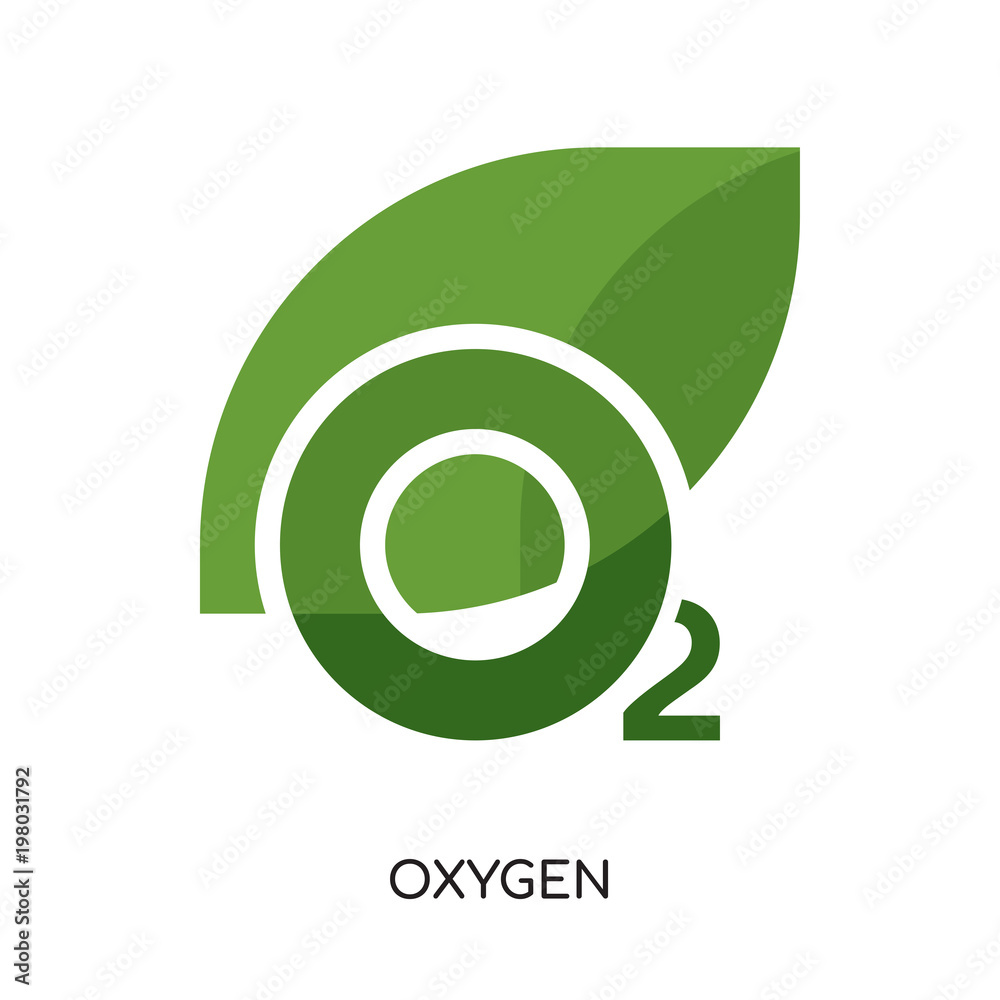 Wall mural oxygen logo isolated on white background for your web, mobile and app design