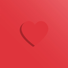 Red heart with shadow on red background