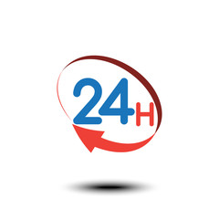 24 hours logo, icon or signboard for your business, vector illustration