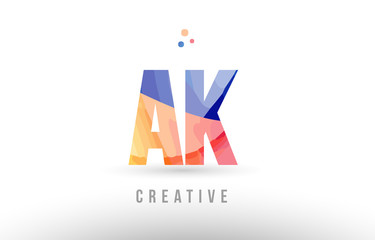 Obraz premium orange blue alphabet letter ak a k logo icon design with dots