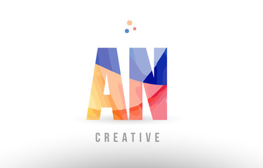 orange blue alphabet letter an a n logo icon design with dots
