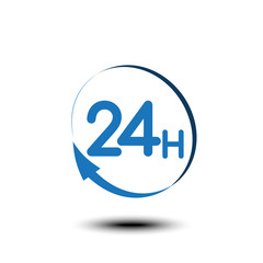 24 hours logo, icon or signboard for your business, vector illustration