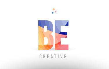 orange blue alphabet letter be b e logo icon design with dots