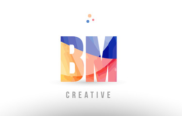 orange blue alphabet letter bm b m logo icon design with dots