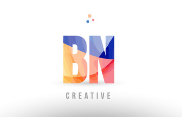 orange blue alphabet letter bn b n logo icon design with dots