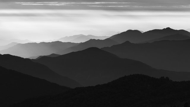 Fototapeta black and white view  of Anapurna area on Poon Hill 3210 msl, Nepal