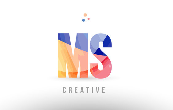 orange blue alphabet letter ms m s logo icon design with dots