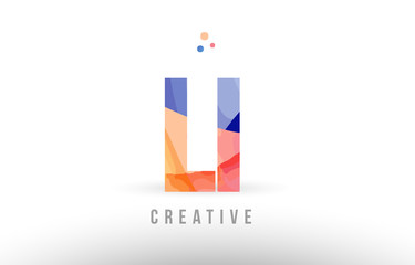 orange blue alphabet letter li l i logo icon design with dots
