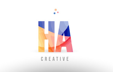orange blue alphabet letter ha h a logo icon design with dots