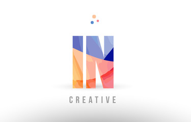 orange blue alphabet letter in i n logo icon design with dots