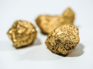 macro Gold ore in the boulder , precious stone..