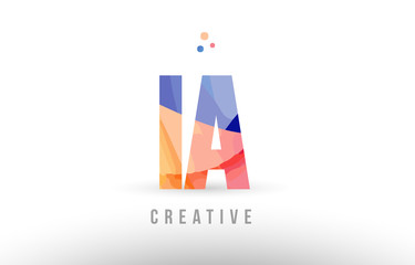 orange blue alphabet letter ia i a logo icon design with dots