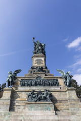 Fototapeta na wymiar Niederwald monument represents the union of all Germans - located in the Niederwald landscape park, near Rudesheim am Rhein in Hesse, Germany