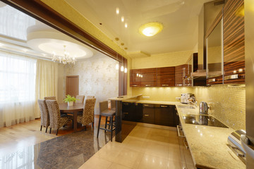 Interior design modern kitchen in the new house.