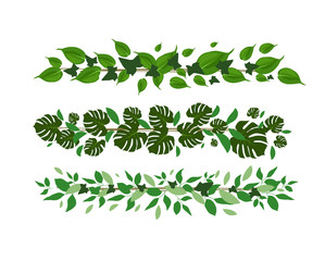greenery summer leaves strips decorative elements