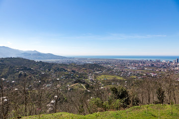 Naklejka premium View from the observation deck on the georgian city of Batumi, Europe. Tourist center on the Black Sea coast 