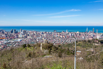 View from the observation deck on the georgian city of Batumi, Europe. Tourist center on the Black Sea coast
