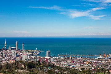 Naklejka premium View from the observation deck on the georgian city of Batumi, Europe. Tourist center on the Black Sea coast 