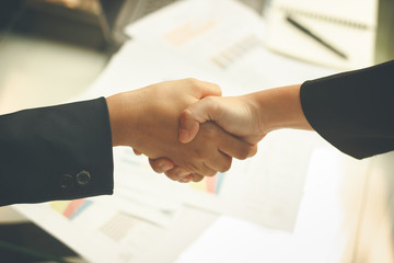 Business young woman agree to be partner,Sales manager are presenting export items to partner,Investors joint venture with customers,Secretary contacted the work successfully.