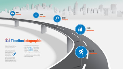 Business road map timeline infographic expressway concepts designed for abstract background template milestone diagram process technology digital marketing data presentation chart Vector illustration