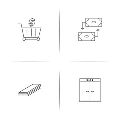 Banking, Finance And Money simple linear icons set. Outlined vector icons