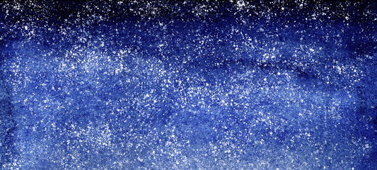 Watercolor blue brush strokes gradient background design night sky with stars