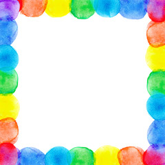 Abstract watercolor frame rainbow seven colors background isolated