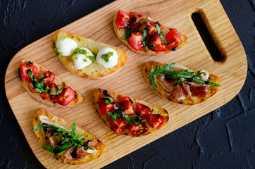 Brushetta or authentic traditional spanish tapas
