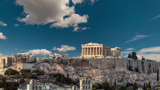 Parthenon, Acropolis of Athens, 4k timelapse video