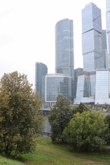 Fototapeta premium Business center with high skyscrapers