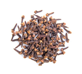 cloves spices on white background top view