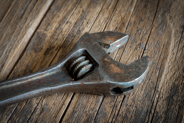 old work tools on wooden table