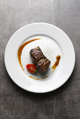 Beef steak with demiglas sauce