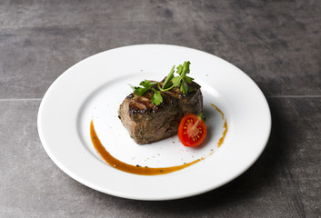 Beef steak with demiglas sauce