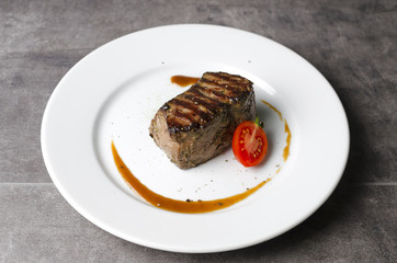 Beef steak with demiglas sauce
