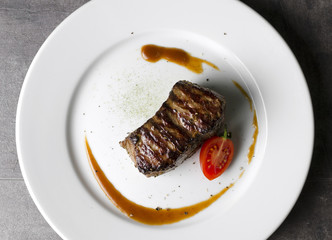 Beef steak with demiglas sauce