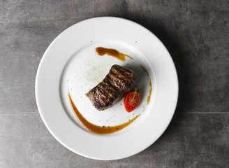 Beef steak with demiglas sauce