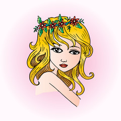 Cute girl. Sketchy style.