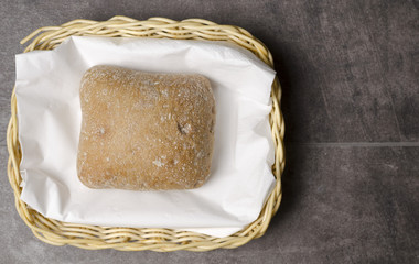 Gray buns in a basket