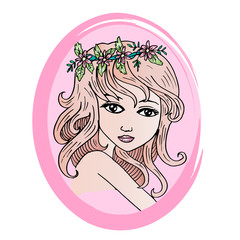 Cute girl. Sketchy style.