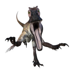 3D Rendering Dinosaur Utahraptor on White