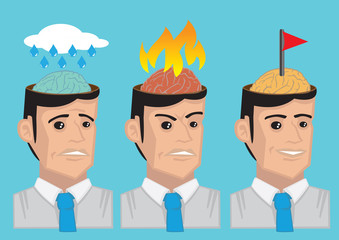 Cartoon Man Emotional States Vector Illustration