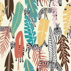 Abstract color tropical leaves zebra background seamless © berry2046