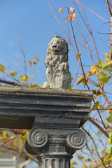 Fototapeta na wymiar Stone lion on gate