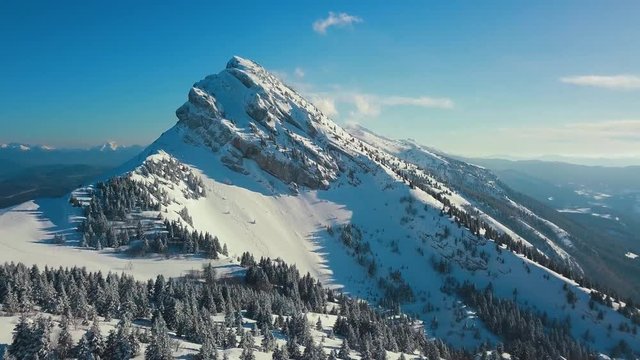Snow-covered Mountain in the french Vercors