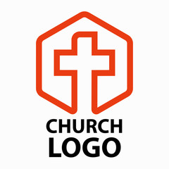 Christian churches logo line art in the form of a cross intended for christian religious organizations.