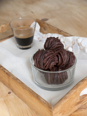 Chocolate pastries with espresso.