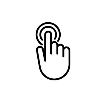 Touch screen or touchscreen finger hand press or push vector icon