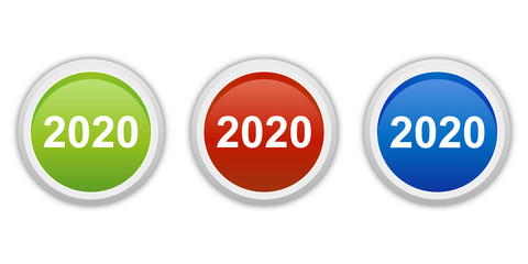 rundes Button Set grün rot blau - 2020