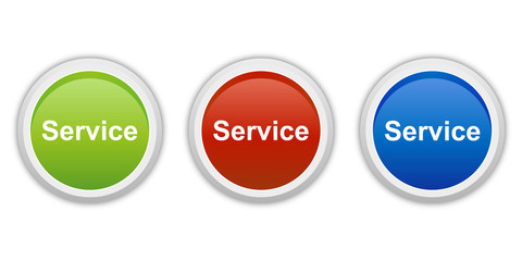 rundes Button Set grün rot blau - Service